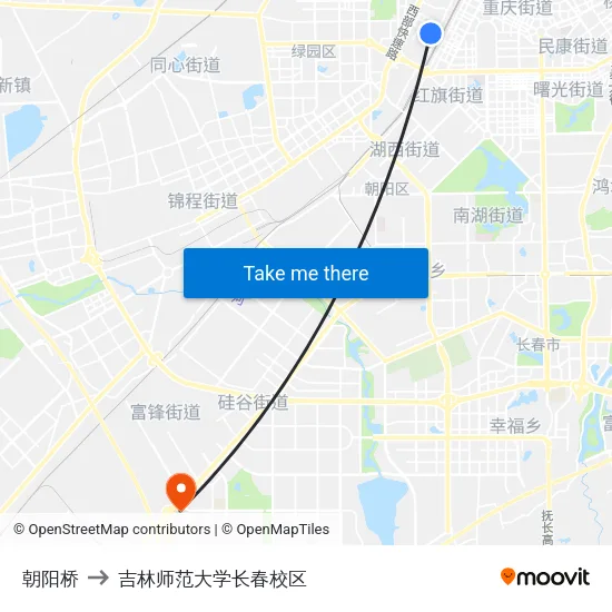 朝阳桥 to 吉林师范大学长春校区 map