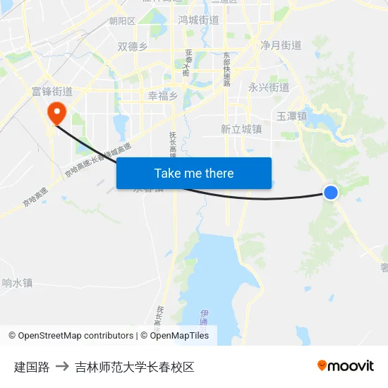 建国路 to 吉林师范大学长春校区 map