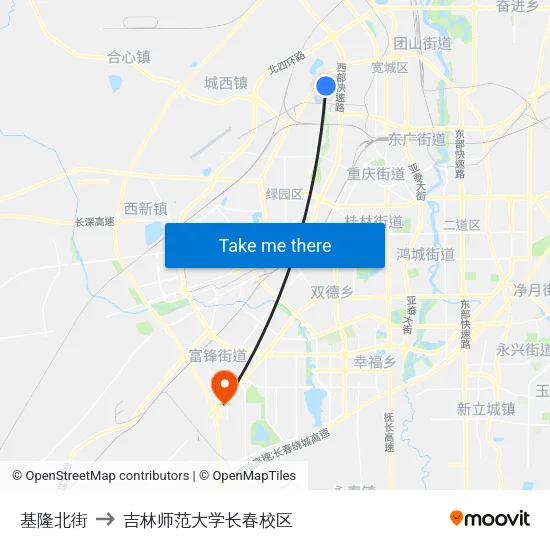 基隆北街 to 吉林师范大学长春校区 map