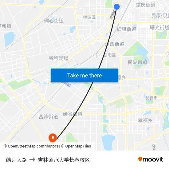 皓月大路 to 吉林师范大学长春校区 map