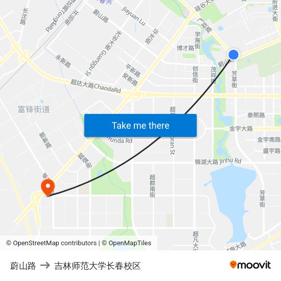 蔚山路 to 吉林师范大学长春校区 map