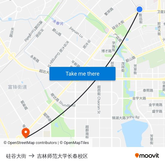 硅谷大街 to 吉林师范大学长春校区 map
