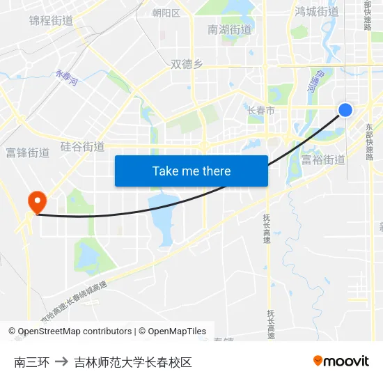 南三环 to 吉林师范大学长春校区 map