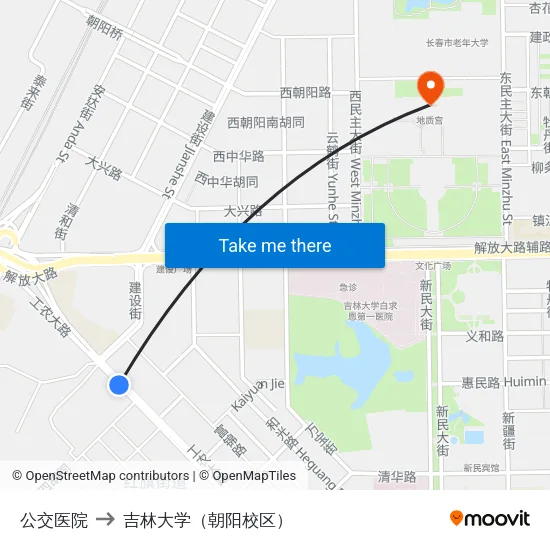 公交医院 to 吉林大学（朝阳校区） map