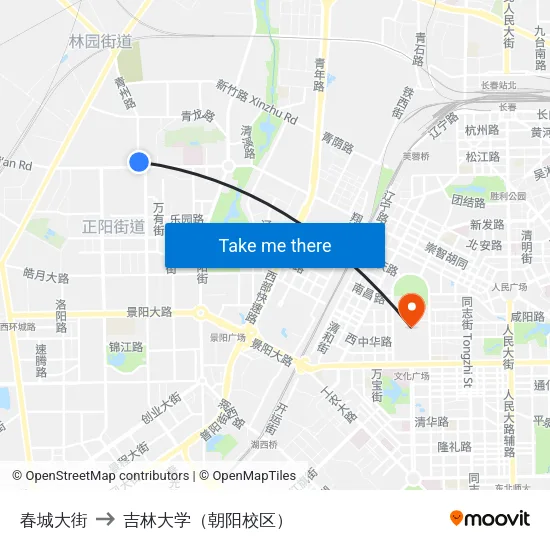 春城大街 to 吉林大学（朝阳校区） map
