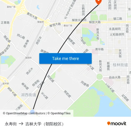 永寿街 to 吉林大学（朝阳校区） map