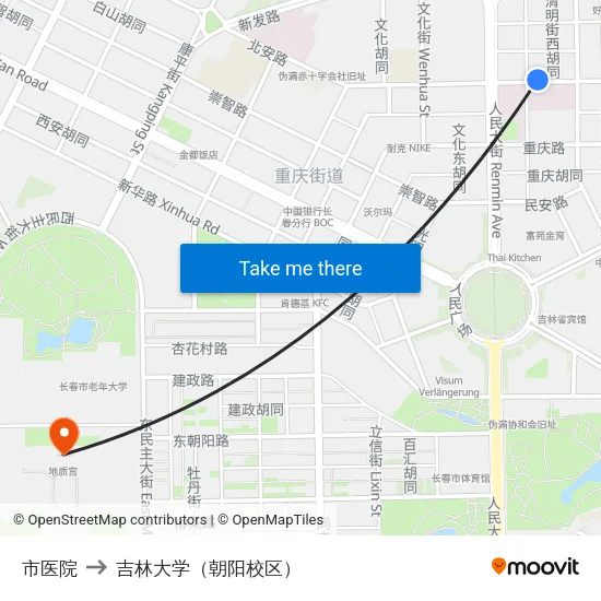 市医院 to 吉林大学（朝阳校区） map