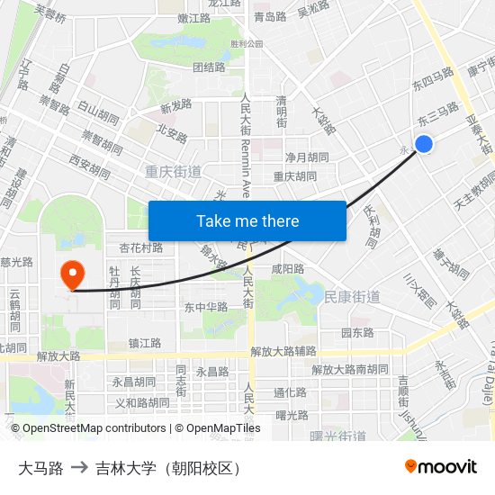 大马路 to 吉林大学（朝阳校区） map