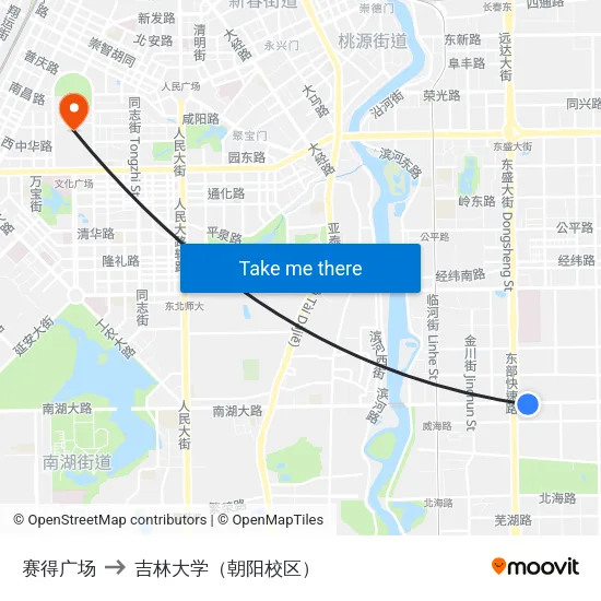 赛得广场 to 吉林大学（朝阳校区） map