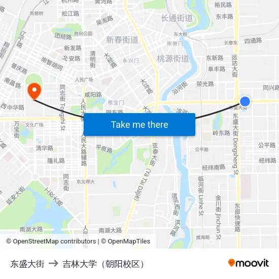 东盛大街 to 吉林大学（朝阳校区） map