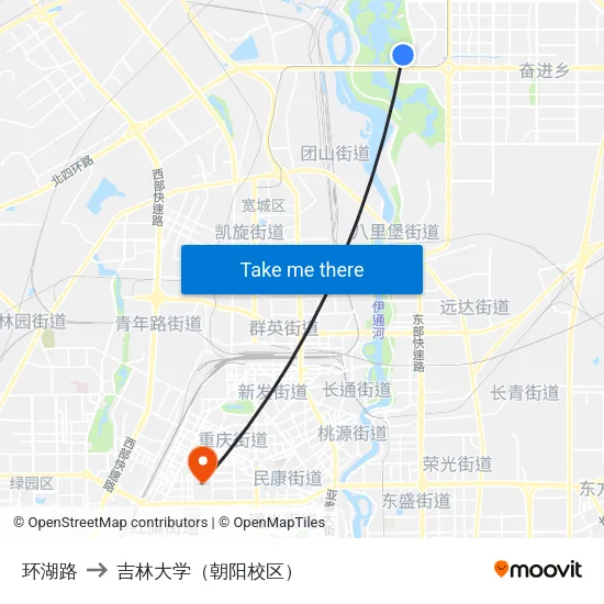 环湖路 to 吉林大学（朝阳校区） map
