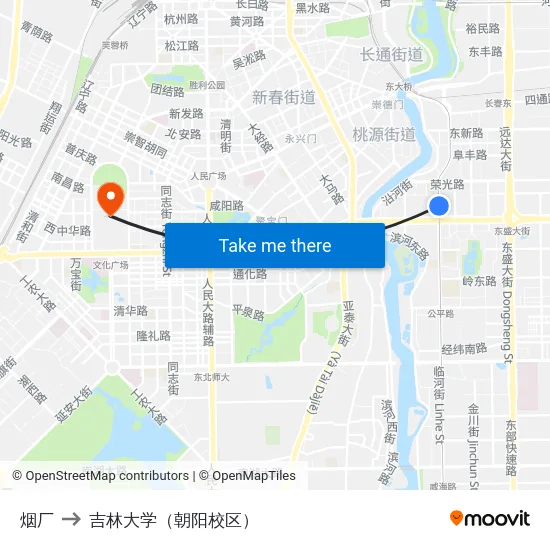 烟厂 to 吉林大学（朝阳校区） map