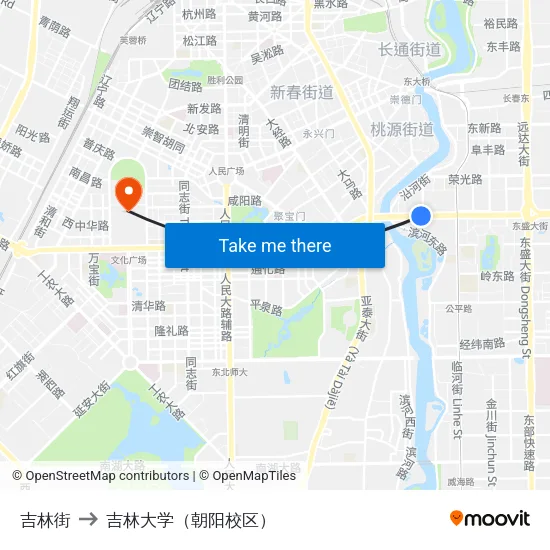吉林街 to 吉林大学（朝阳校区） map