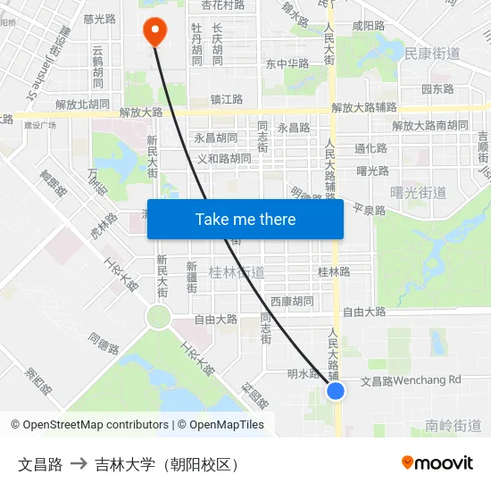 文昌路 to 吉林大学（朝阳校区） map