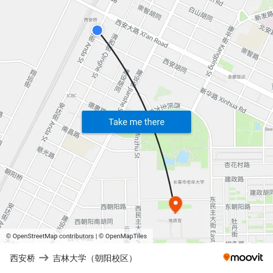 西安桥 to 吉林大学（朝阳校区） map