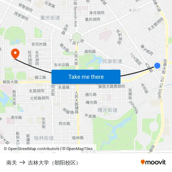 南关 to 吉林大学（朝阳校区） map