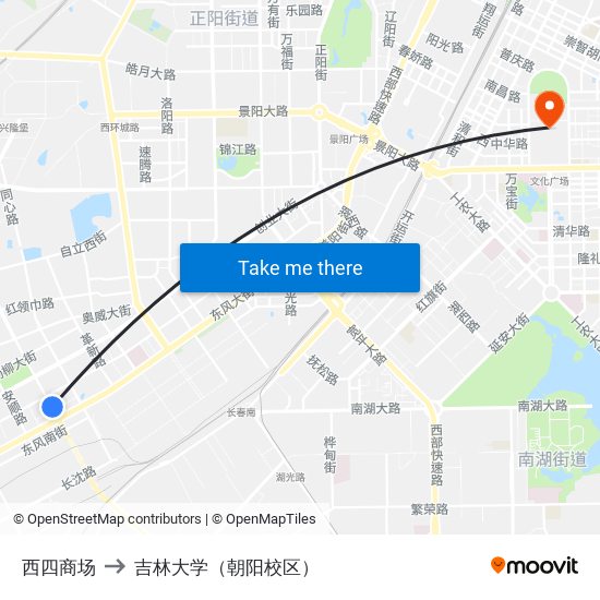 西四商场 to 吉林大学（朝阳校区） map