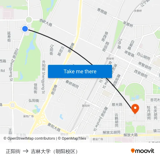 正阳街 to 吉林大学（朝阳校区） map