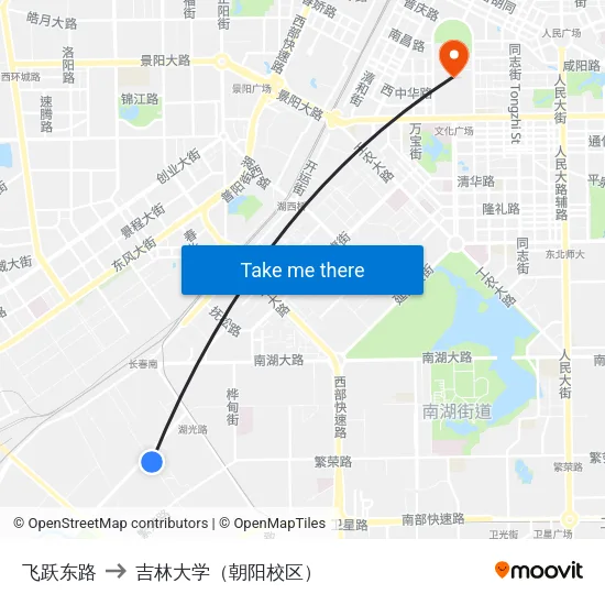 飞跃东路 to 吉林大学（朝阳校区） map