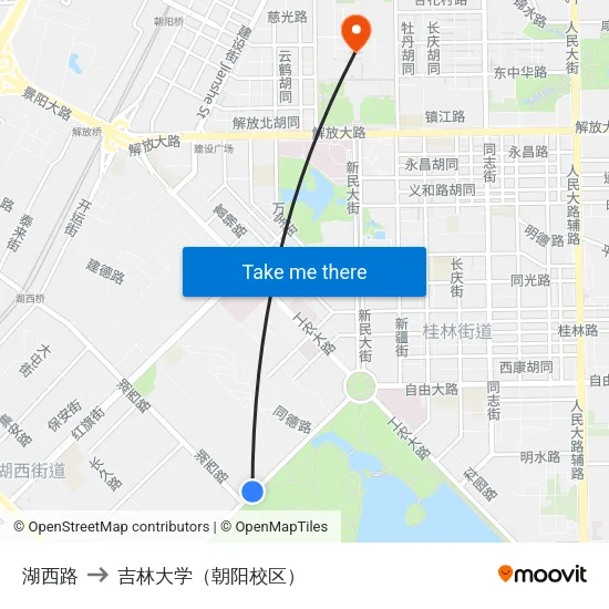 湖西路 to 吉林大学（朝阳校区） map