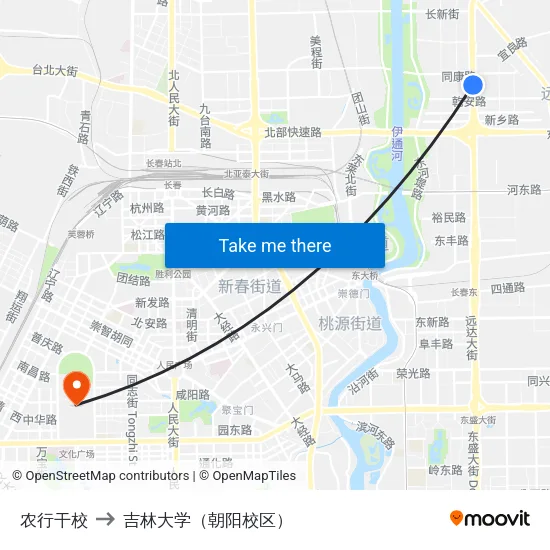 农行干校 to 吉林大学（朝阳校区） map