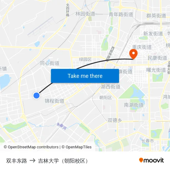 双丰东路 to 吉林大学（朝阳校区） map