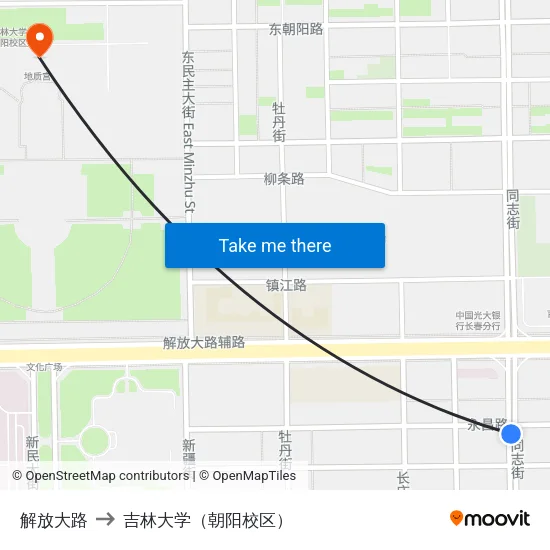 解放大路 to 吉林大学（朝阳校区） map