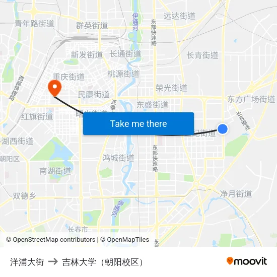 洋浦大街 to 吉林大学（朝阳校区） map