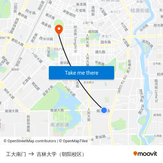 工大南门 to 吉林大学（朝阳校区） map