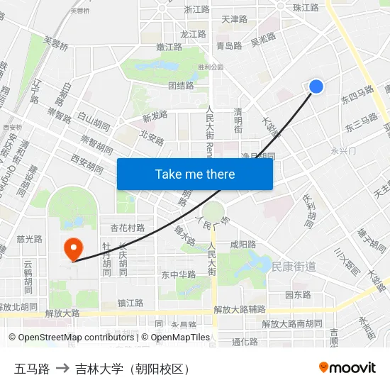 五马路 to 吉林大学（朝阳校区） map