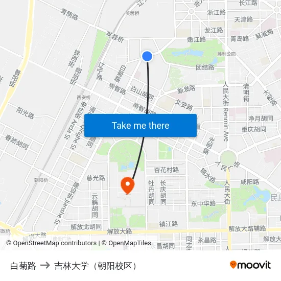 白菊路 to 吉林大学（朝阳校区） map