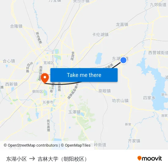 东湖小区 to 吉林大学（朝阳校区） map