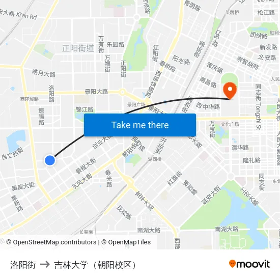洛阳街 to 吉林大学（朝阳校区） map