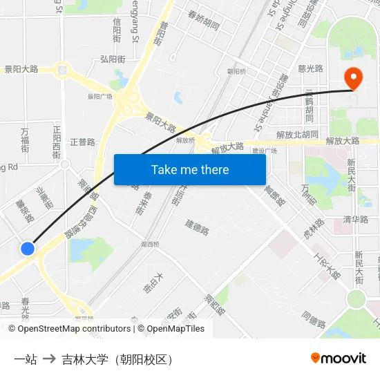 一站 to 吉林大学（朝阳校区） map