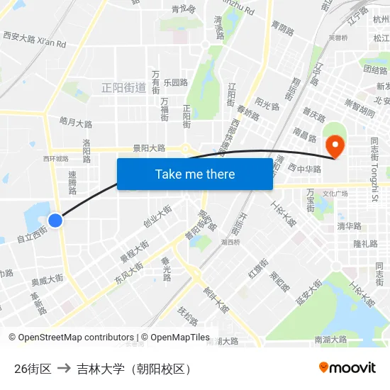 26街区 to 吉林大学（朝阳校区） map