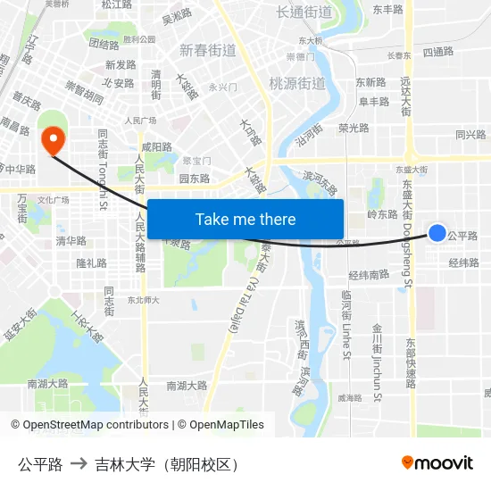 公平路 to 吉林大学（朝阳校区） map