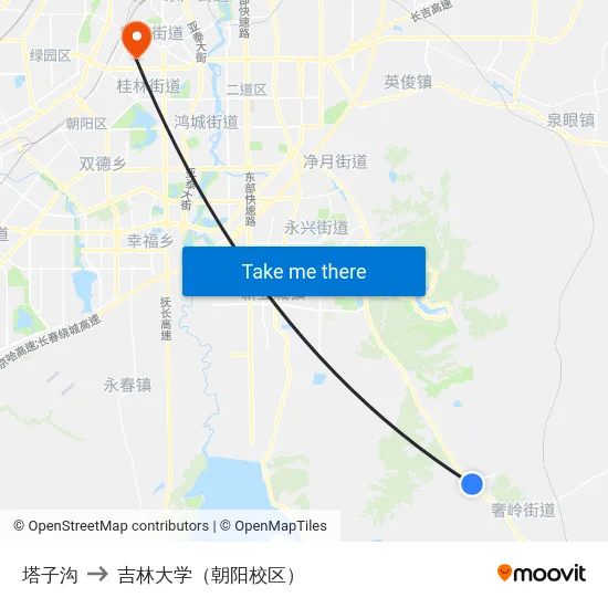 塔子沟 to 吉林大学（朝阳校区） map