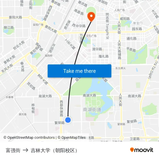富强街 to 吉林大学（朝阳校区） map