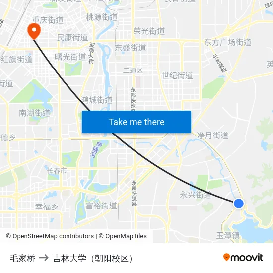 毛家桥 to 吉林大学（朝阳校区） map