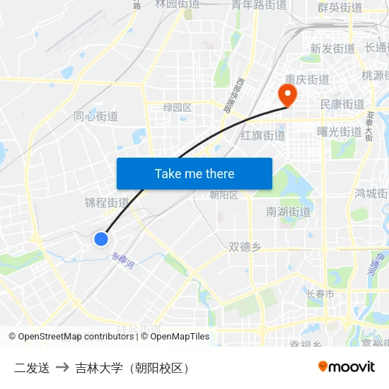 二发送 to 吉林大学（朝阳校区） map