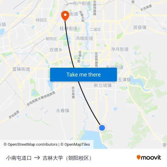 小南屯道口 to 吉林大学（朝阳校区） map