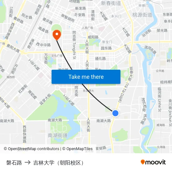 磐石路 to 吉林大学（朝阳校区） map
