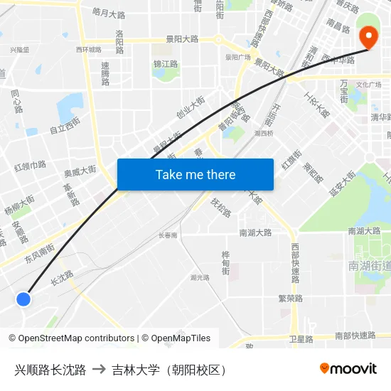 兴顺路长沈路 to 吉林大学（朝阳校区） map