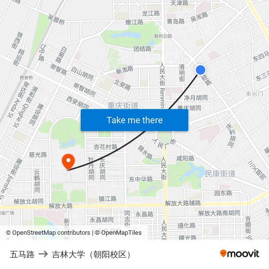 五马路 to 吉林大学（朝阳校区） map