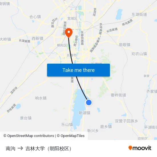 南沟 to 吉林大学（朝阳校区） map