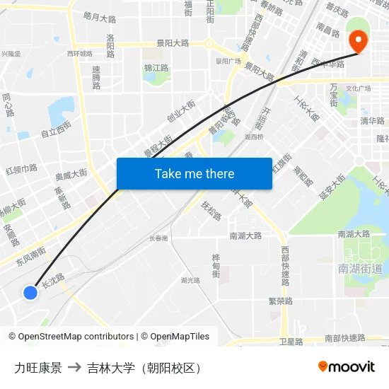 力旺康景 to 吉林大学（朝阳校区） map