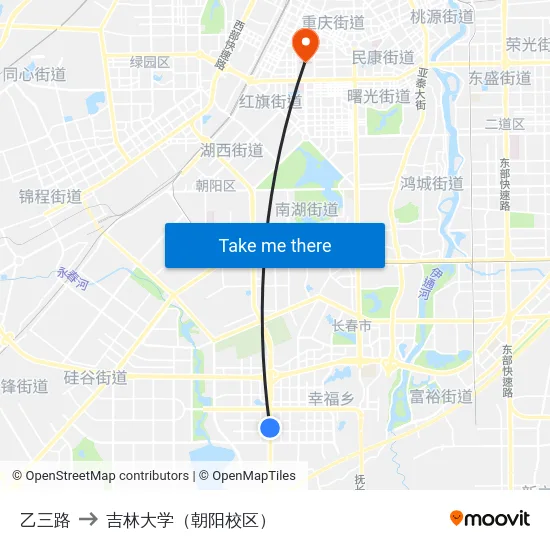 乙三路 to 吉林大学（朝阳校区） map