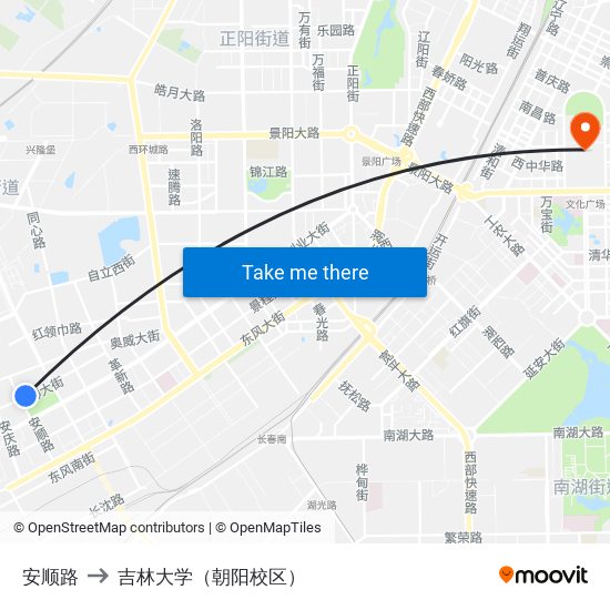 安顺路 to 吉林大学（朝阳校区） map