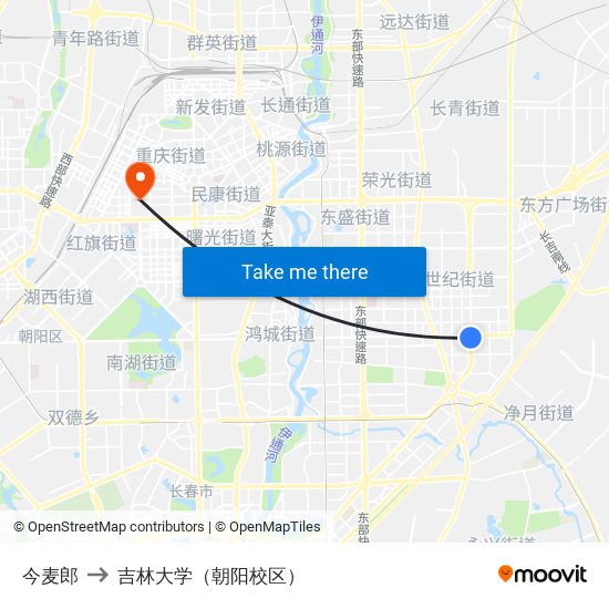 今麦郎 to 吉林大学（朝阳校区） map