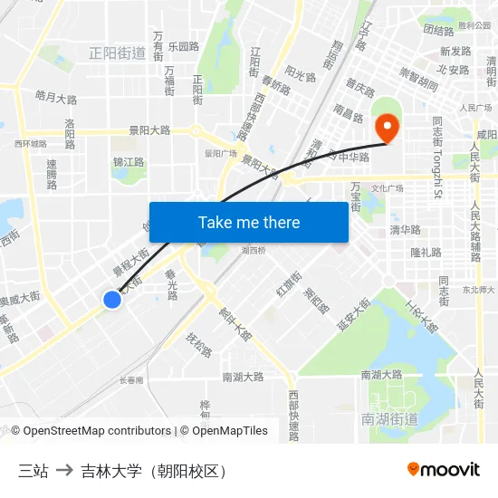 三站 to 吉林大学（朝阳校区） map
